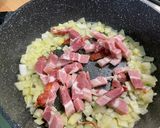 Une image de l'étape 7 de Torsades rouges au lard, petits pois et Boursin®️.