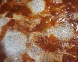 A picture of step 3 of Chorizo and Eggs in a Cheesey Tomato Sauce.