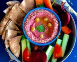 A picture of step 2 of Beetroot Hummus.