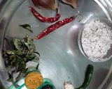 A picture of step 2 of Chakka kuzhachathu raw jackfruit curry with millet pitha.
