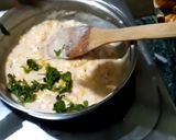 A picture of step 5 of Italian panner ravioli with pink sauce.