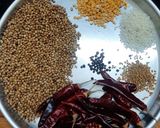 A picture of step 1 of Sambar masala powder.