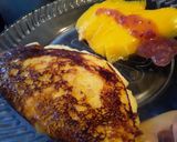 Foto del paso 9 de la receta: Omelette de plátano maduro para desayunar... 😘🍌🧀🥓🥚🍳🍌😘
