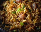 A picture of step 2 of Sausage Fried Rice.