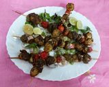 A picture of step 3 of Grilled baby potatoes and tomatoes with green chattny.