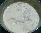 A picture of step 3 of Lab-e-shireen with chocolate apple crumbled crust.