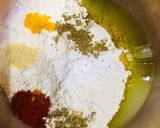 A picture of step 1 of Crispy masala puri.