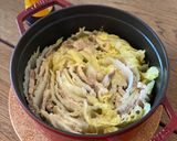 A picture of step 5 of Japanese mille feuille hot pot with pork belly and napa cabbage.