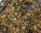A picture of step 2 of Samosa with kadhi.