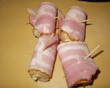 A picture of step 3 of Chikuwa and Egg Wrapped in Bacon.