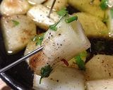 A picture of step 9 of Ajillo with Japanese Leek and Nagaimo.