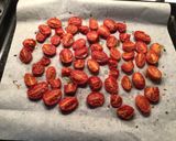 A picture of step 3 of Fregola Sarda with Clams, Bell Pepper, and Roasted Datterini Tomatoes.