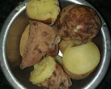 A picture of step 1 of Sweet potato and potato halwa.