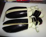 A picture of step 1 of Rice Bowl with Aubergine, Bacon and Melting Cheese.