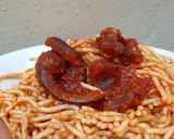 A picture of step 6 of Fat Soluble Jollof Pasta.