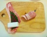 A picture of step 2 of Hanpen Fish Cakes and Shiso Leaves Rolled in Pork.