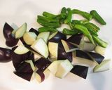 A picture of step 1 of Stir-fried Eggplant and Shishito Peppers.