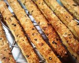 A picture of step 10 of Macrobiotic Crispy Sake Lees Snack Sticks.