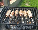 A picture of step 5 of BBQ Bacon Cheeseburger Bombs.