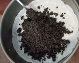 Hình bước làm 2 của món Bánh Pho mát Chanh dây và Việt quất, không dùng oven