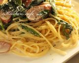 A picture of step 6 of Creamy Pasta with Wiener Sausages and Spinach.