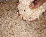 A picture of step 2 of Dashishi (Arabian food using wheat).