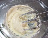 A picture of step 5 of Tri-Color No-bake Cheesecake Topped with Jello.