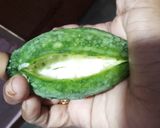 A picture of step 1 of Bharwa Karela.