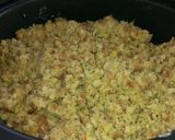 A picture of step 5 of Crockpot chicken and stuffing.