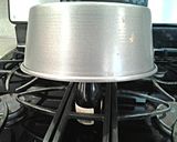 A picture of step 7 of Chocolate Angel Food Cake with White and Dark Chocolate Glaze.