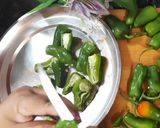 A picture of step 1 of Green Chilli Pickle.