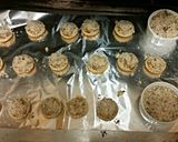 A picture of step 5 of Caramel Vodka Apple Tartlets with a Pecan Strusel Topping.