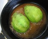 A picture of step 5 of Pan Fried Avocado with Caramel Sauce.