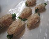 A picture of step 4 of Chicken Tsukune Wrapped Around Okra.