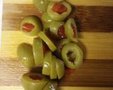 A picture of step 8 of Pista Pesto Pasta with baked Veg & Halloumi.