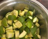 A picture of step 1 of Raw mango pickle.