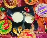 A picture of step 1 of Panchamrit 🙏🌹 Bhog Prasad and Krishna ji Abhisheka 🌹🌹🙏.