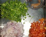 A picture of step 2 of Methi Chicken / fresh fenugreek chicken.