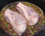 A picture of step 2 of Pork hock with in season asparagus sauce.