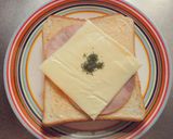 A picture of step 3 of Garlic Butter Soy Sauce Ham & Cheese Toast.