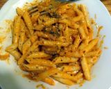A picture of step 7 of taisen's spicy sauce over noodles.