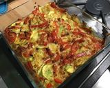 Une image de l'étape 12 de Gratin de courgettes blanches aux poivrons rouges et bouillon de bœuf.