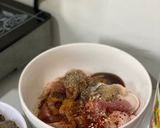 A picture of step 2 of Mi Quang with Shrimp, Pork, Ribs, and Eggs.