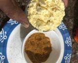 A picture of step 3 of Kurkuri Bhindi Fry/ Deep Fried Crunchy Okra slices.