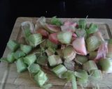 A picture of step 1 of Rhubarb and ginger jam.