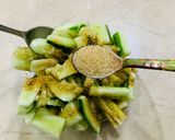 Hình bước làm 3 của món Salad dưa leo và lá mè chay