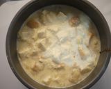 A picture of step 5 of Bread Pudding Cake with Caramelized Bananas.