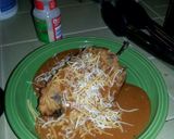 A picture of step 5 of Yummy Poblano Peppers aka Chili Rillenos with Homemade enchilada sauce! :-).