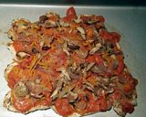A picture of step 5 of Doughless Pizza (low carb).