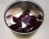 A picture of step 2 of Patbingsu with frozen beetroot yogurt.